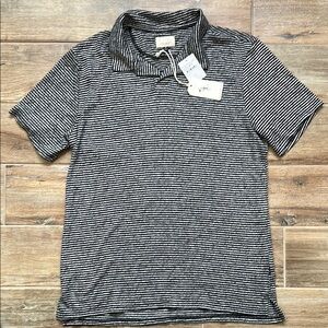 Society Black and White Striped Polo Shirt
